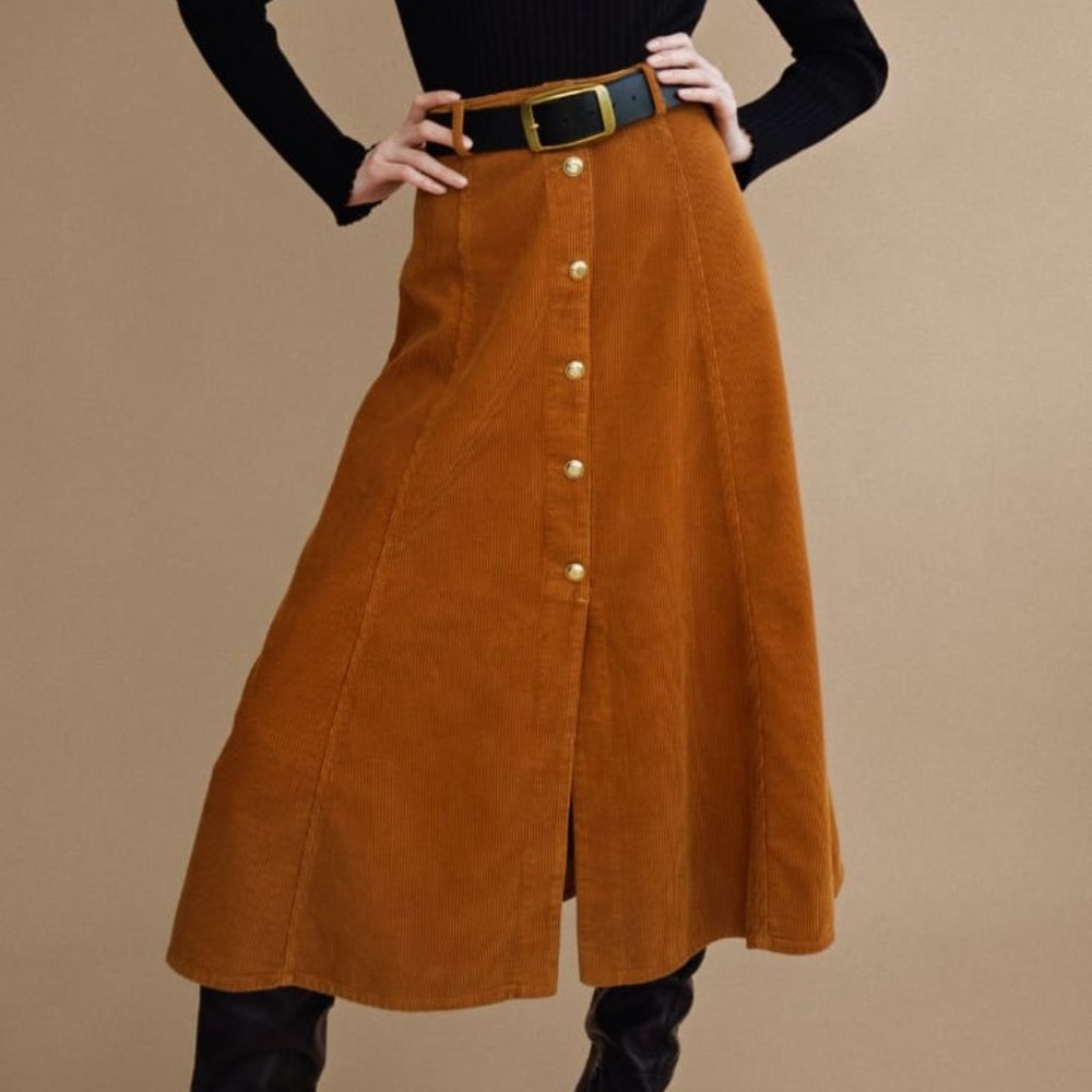 Zara Corduroy Midi Skirt